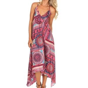 Silky scarf print dress Size S